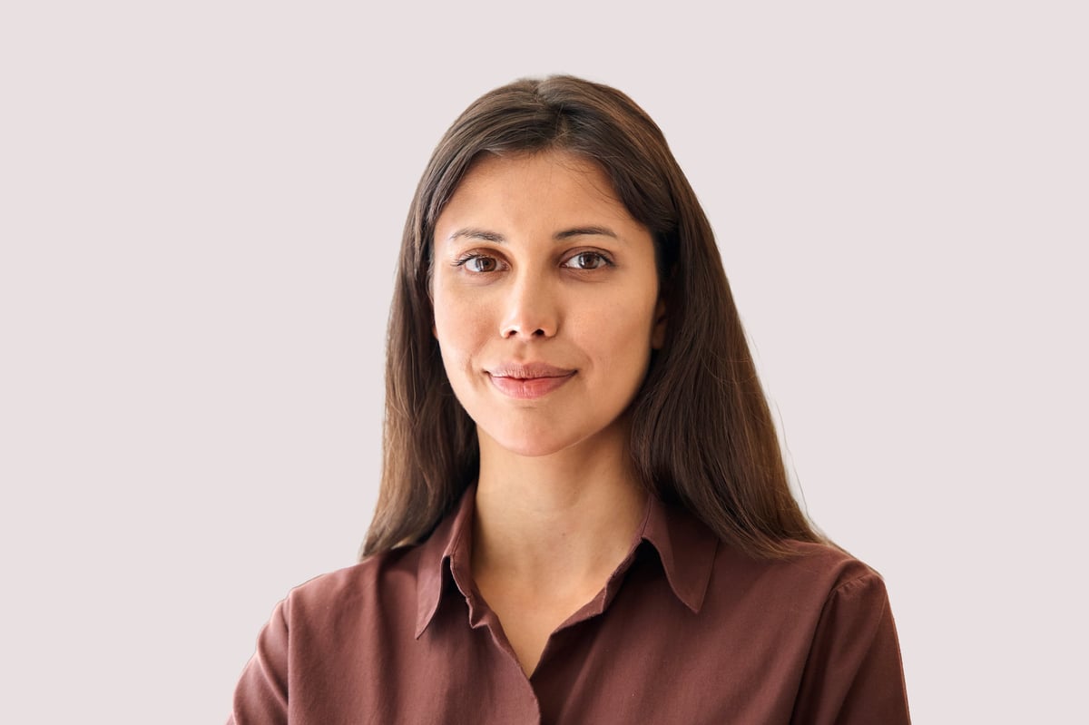 Headshot closeup portrait middle eastern or latin businesswoman